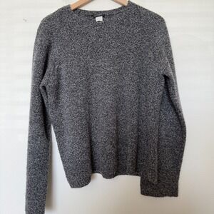 J. Crew Women Chunky‎ Sweater Large Gray Grunge Crewneck Granola Girl Cozy